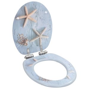 Store nnevl wc toilet seat with soft close lid mdf starfish design