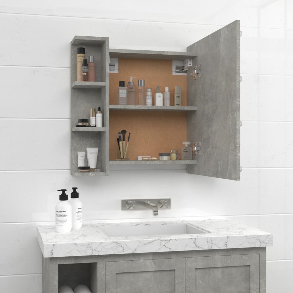 nnevl mirror cabinet with led concrete grey 70x16.5x60 cm nnevl mirror cabinet with led concrete grey 70x16.5x60 cm